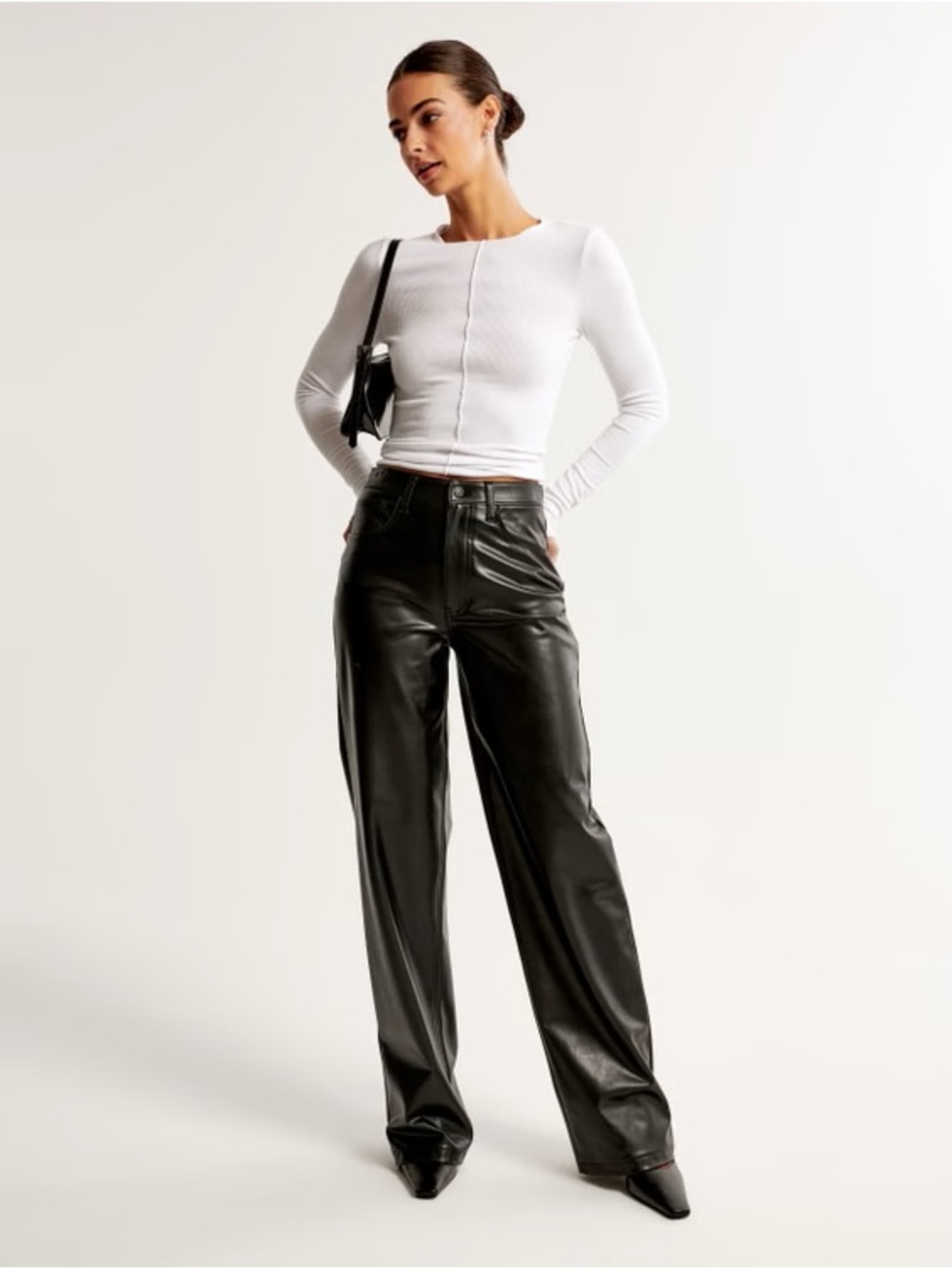 Abercrombie & Fitch Black Faux Leather women’s Pants